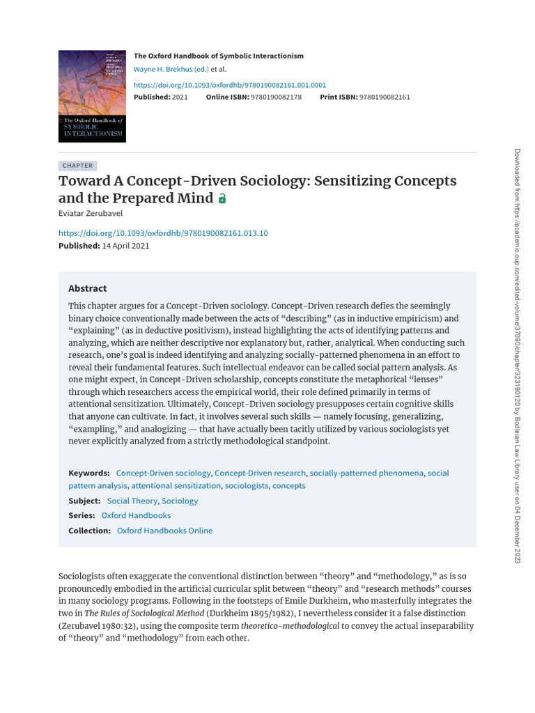 Toward A Concept-Driven Sociology. Sensitizing Concepts and The ...
