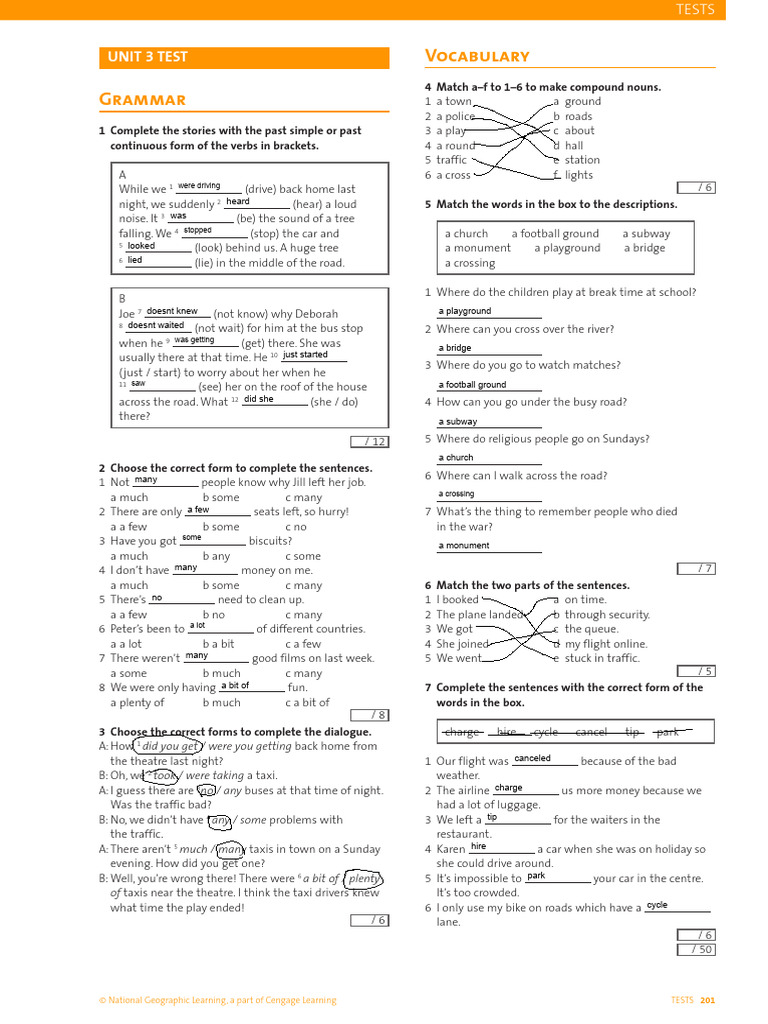 Pre Intermediate Unit 3 Test Pdf Linguistic Morphology Grammar