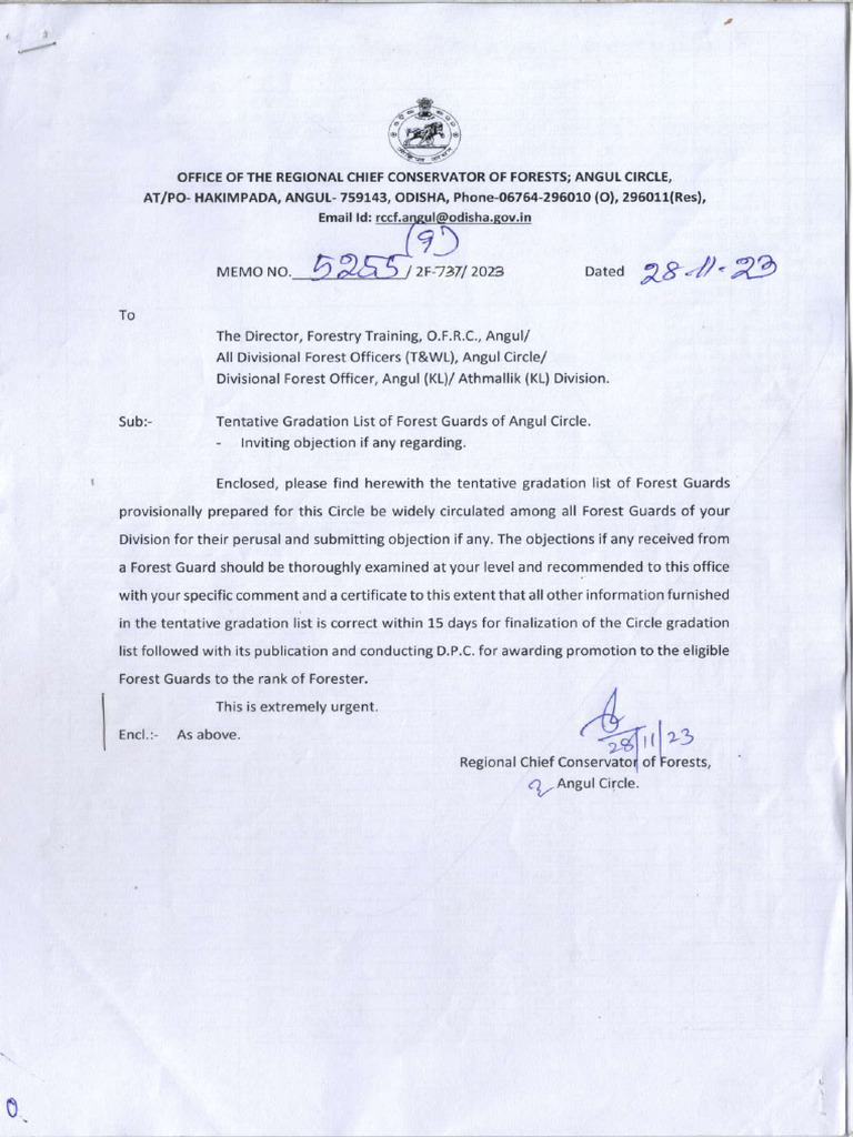 Gradation List Of Sub Engineer Wrd