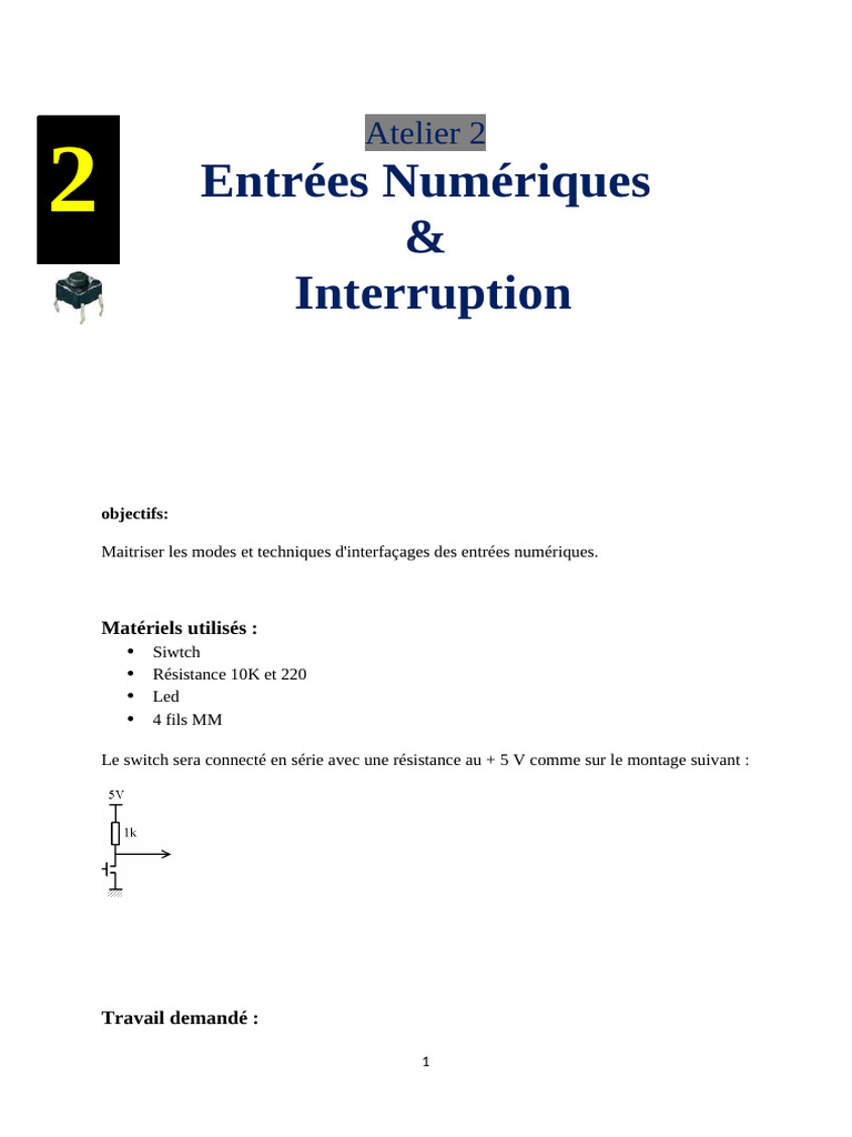 Interfaçage des Entrées Numériques Arduino | PDF | Programme ...