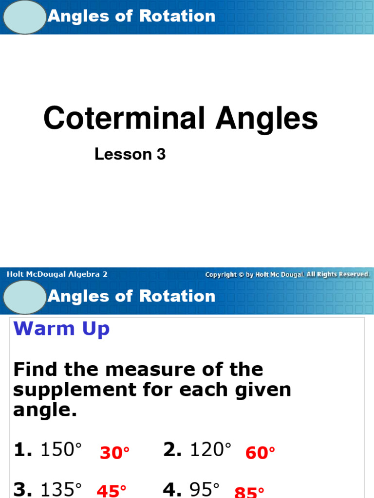 Co Terminal Angles and Reference Angle PDF Angle Geometry