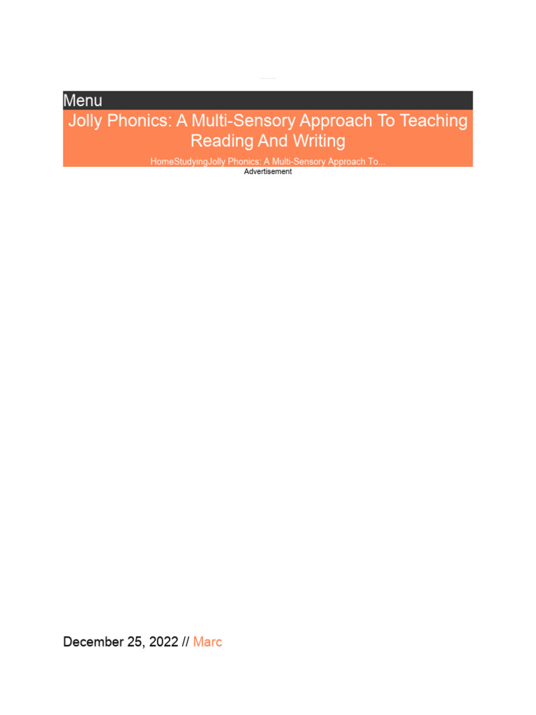 Jolly | PDF | Phonics | Cognitive Science
