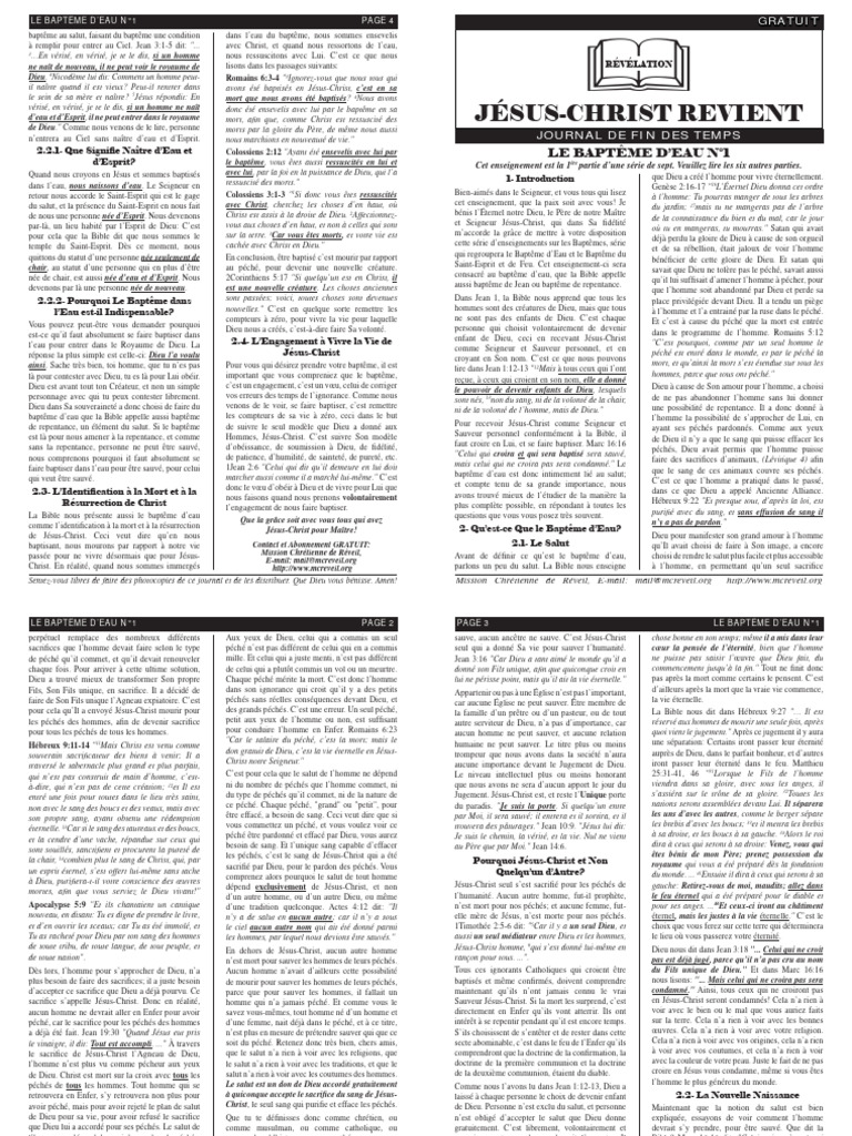 Importance du Baptême d'Eau | PDF | Baptisme | Jésus