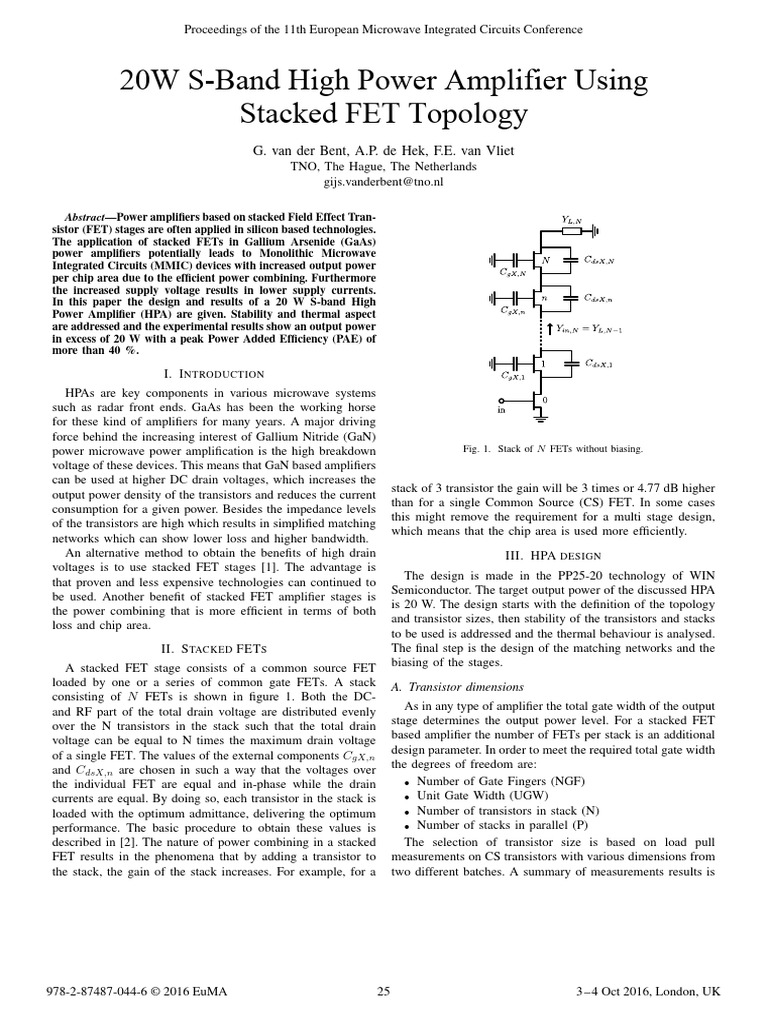 20W SBand High Power Amplifier Using Stacked FET Topology PDF