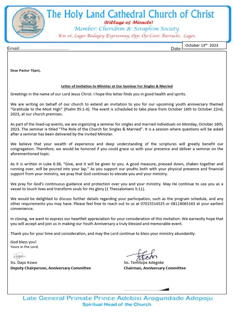 Letter To Ministers-Pastor Tijani2 | PDF