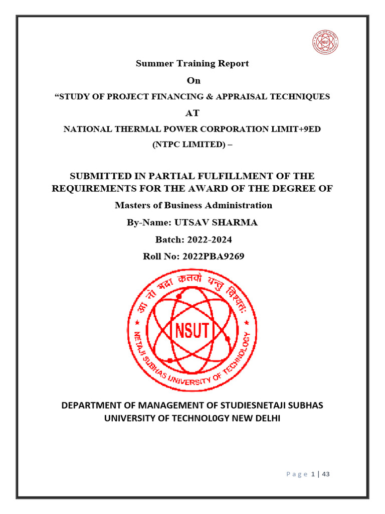 Utsav Internship Report Pdf Capital Budgeting Net Present Value