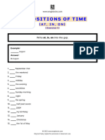 Prepositions of Time at in On Exercise 1
