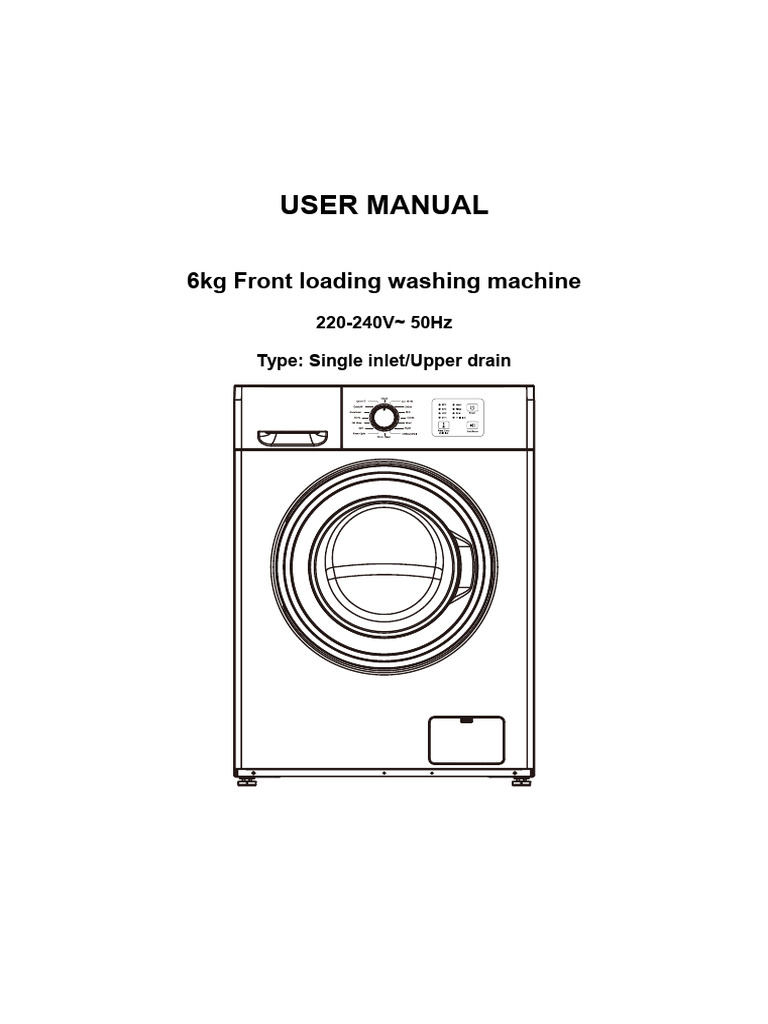 6kg Front Loading Washing Machine Manual | PDF | Washing Machine ...