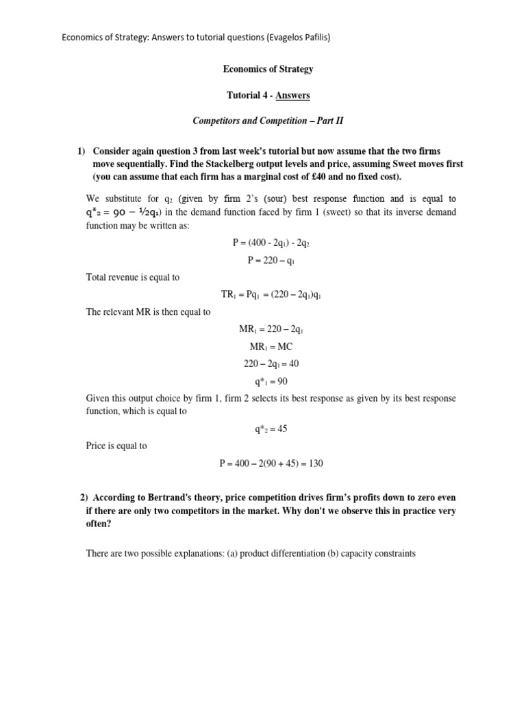 Tutorial 4 - Competitors and Competition Part II - Answers 5SSMN933 ...