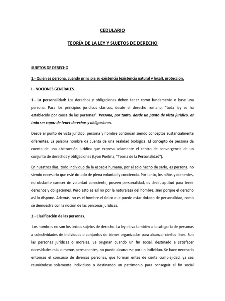 Cedulario Teoría de La Ley Resuelto | PDF | Bienes (Ley) | Derechos