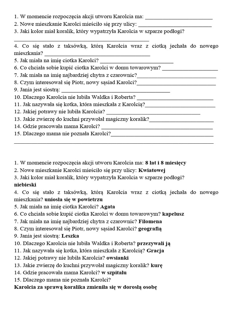 Test Karolcia PDF