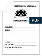Grade 11-12 Project Format 2023 - 24