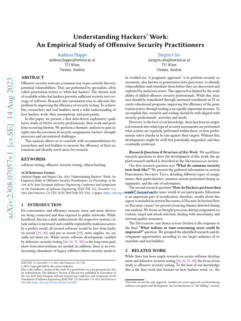 Understanding Hackers Work An Empirical Study of | PDF | Penetration ...