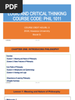 Logic and Critical Thinking Course Code: Phil 1011: Course Crdit Hours: 3 2019, Hawassa University Bisrat D