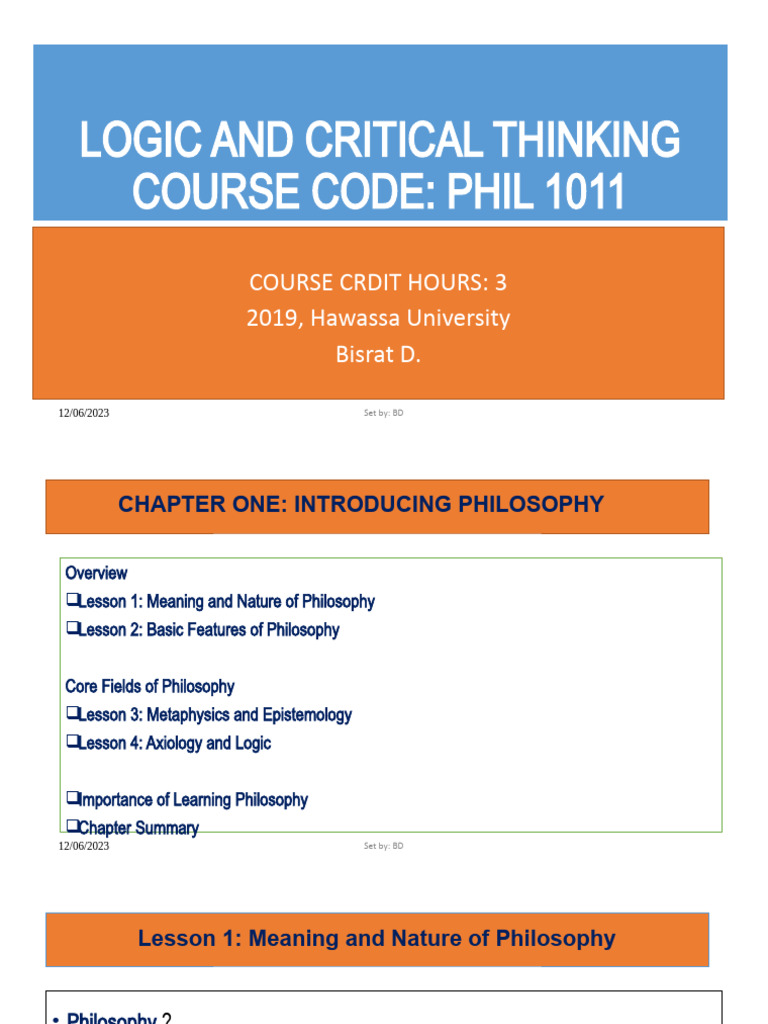 Logic and critical thinking course code phil 1011 course crdit hours