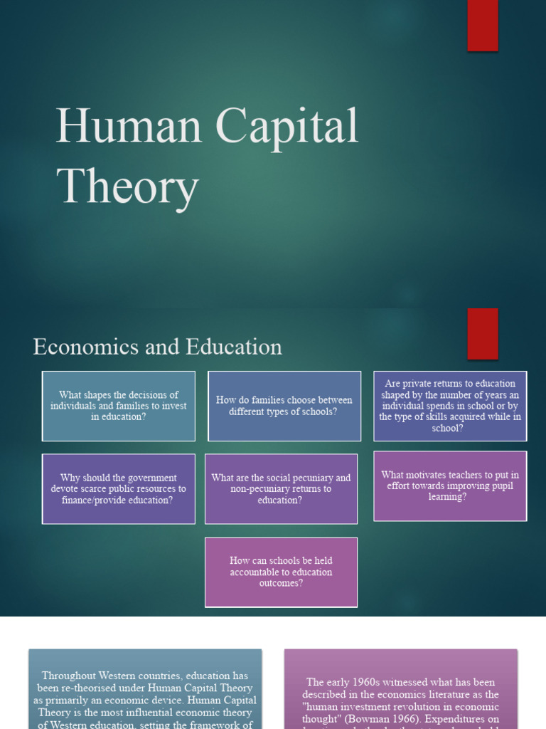 Human Capital Theory PDF Human Capital Capital (Economics)