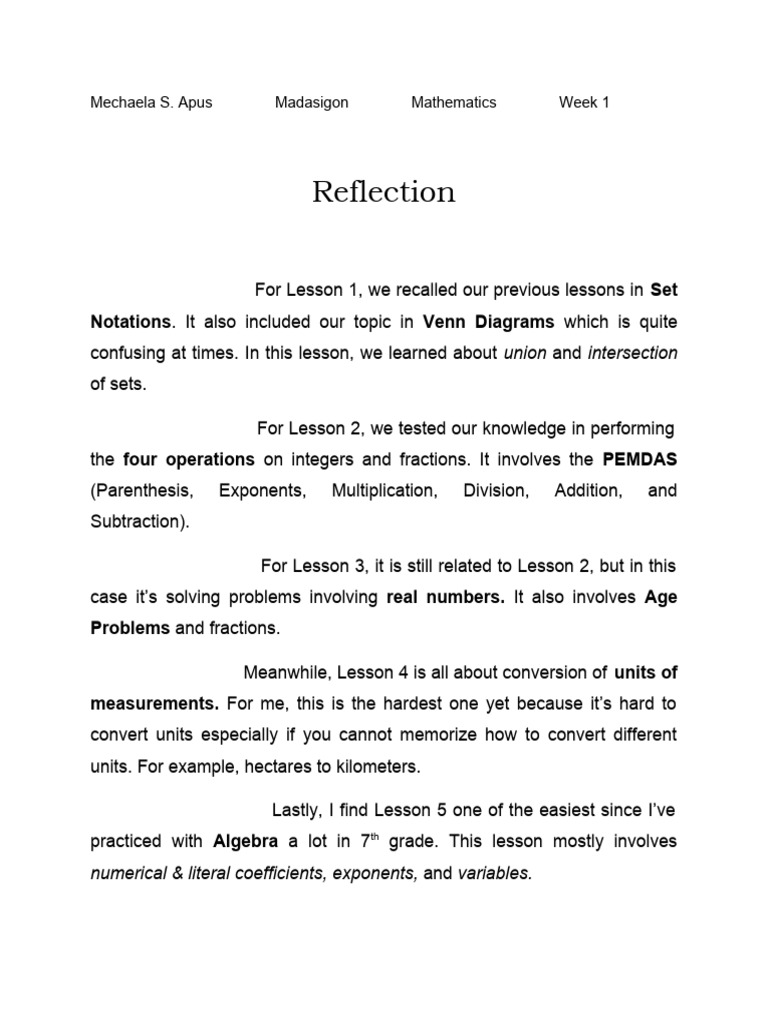 Reflection Week 1 Pdf