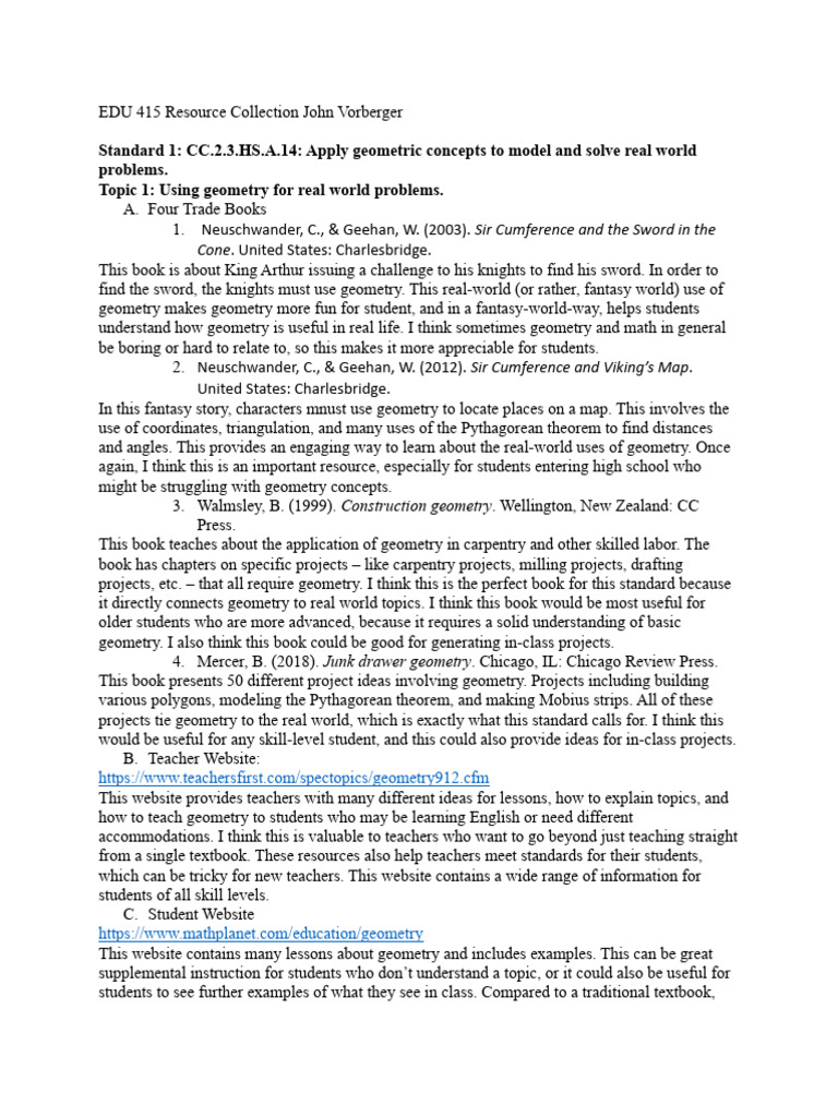 Vorberger 415 Resource Collection | PDF | Mathematics | Geometry