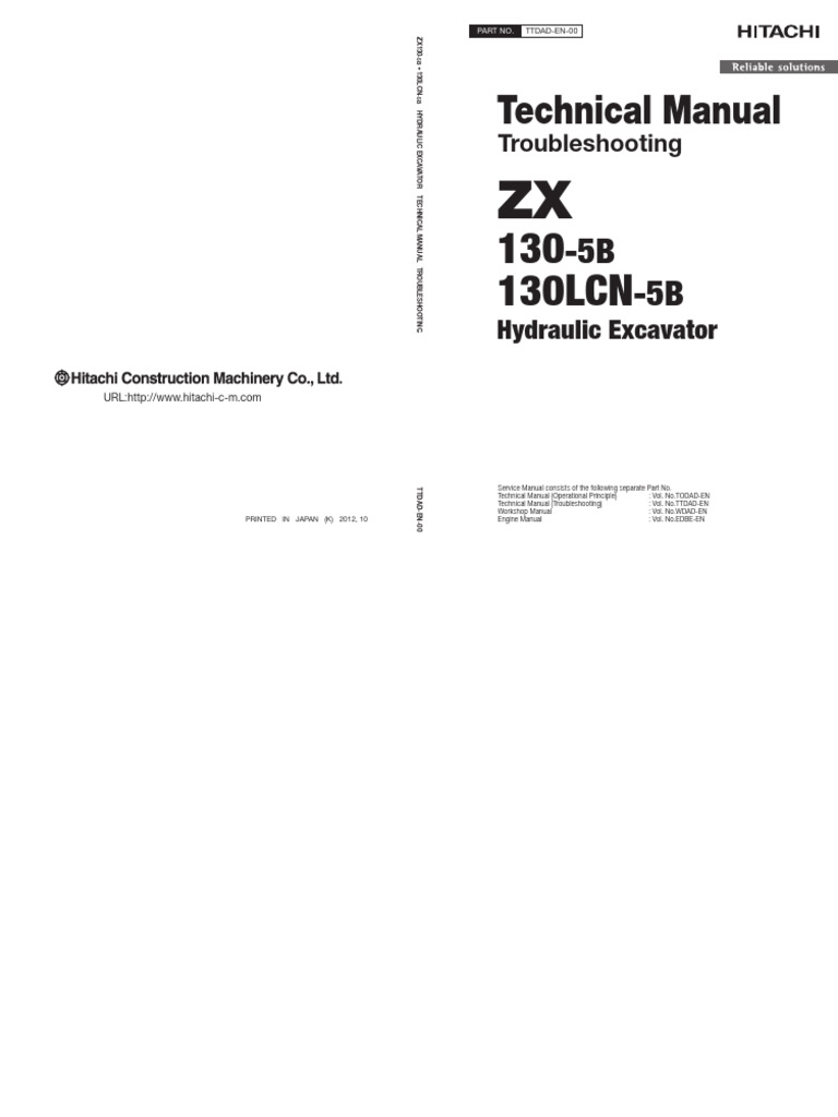 Hitachi ZX130-5B Excavator Manual | PDF