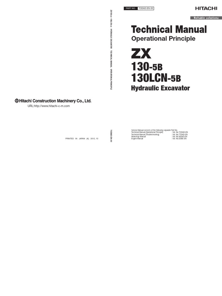 Hitachi ZX130-5B Excavator Manual | PDF | Exhaust Gas | Mechanical
