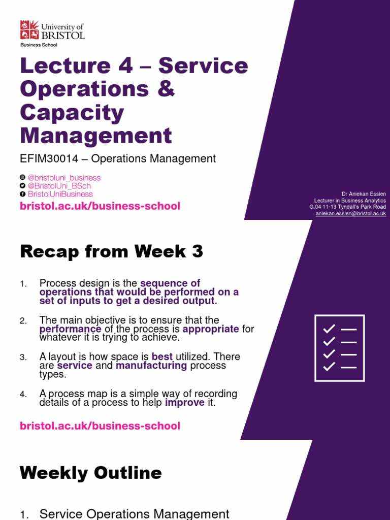 Operations management week 4 service operations and capacity