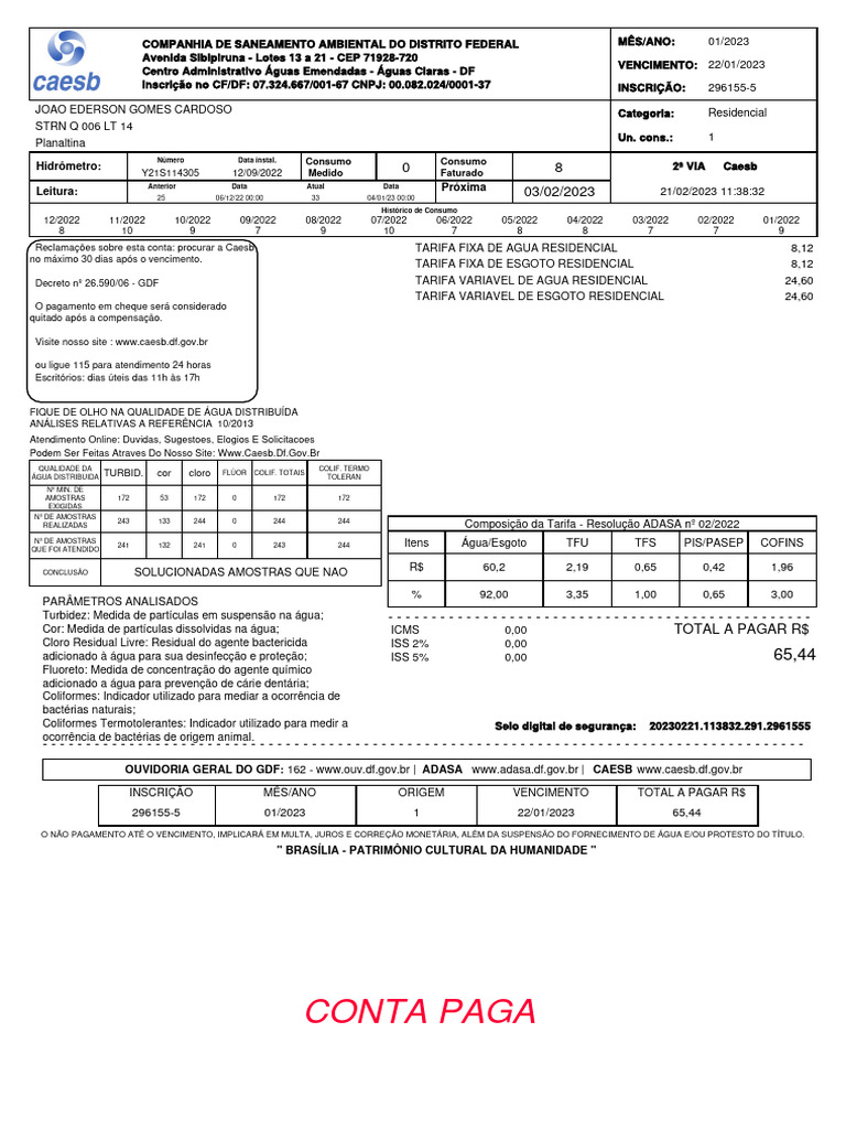 Segunda Via Caesb PDF