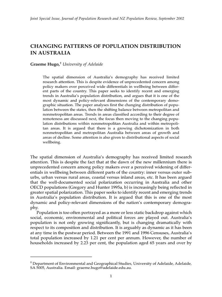 Hugo, Changing Patterns of Population and Distribution | PDF ...