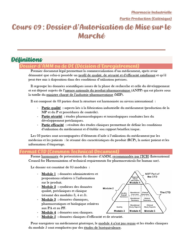 Dossier d'AMM : Guide Complet | PDF | Pharmacocinétique | Essai clinique