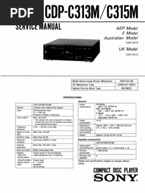 Hfe Sony Cdp-c313m c315m Service en | PDF