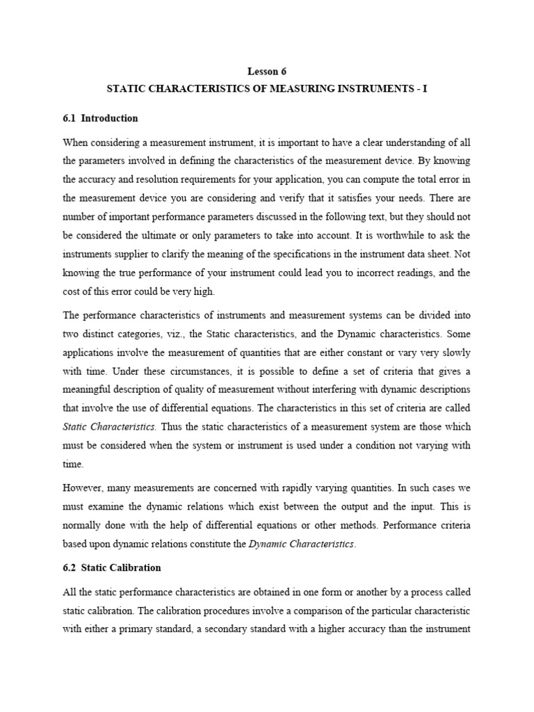 Static Characteristics of Measuring Instruments | PDF | Accuracy And ...
