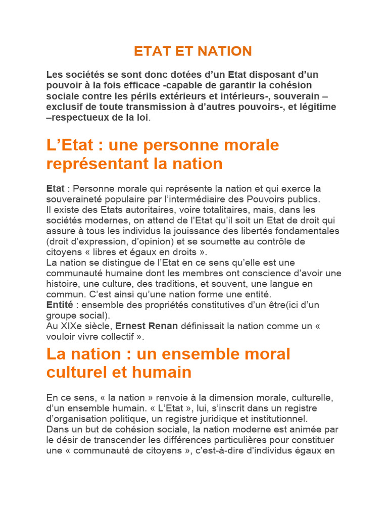 Définition de l'État-nation | PDF | État | Nation
