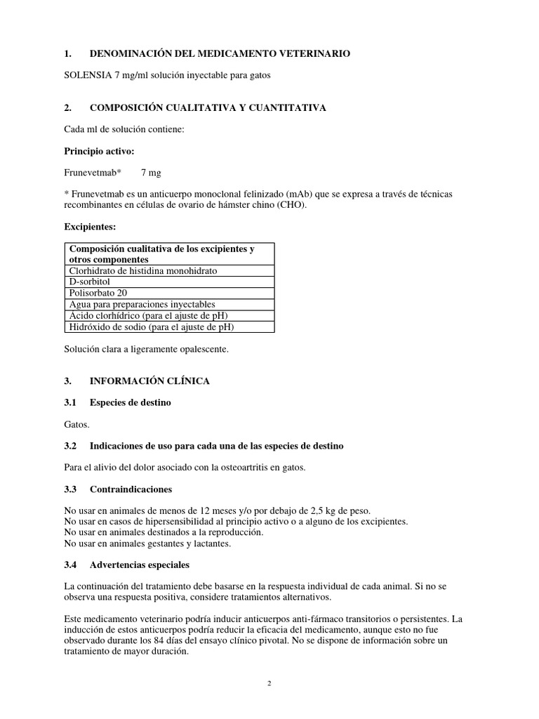 Solensia: Alivio de Osteoartritis Felina | PDF | Medicamentos con ...