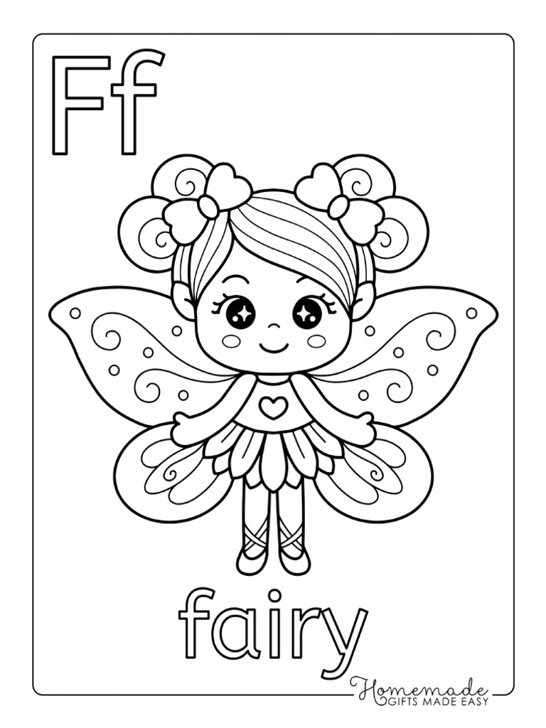 Fairy Coloring Pages F Is For Fairy For Kids PDF