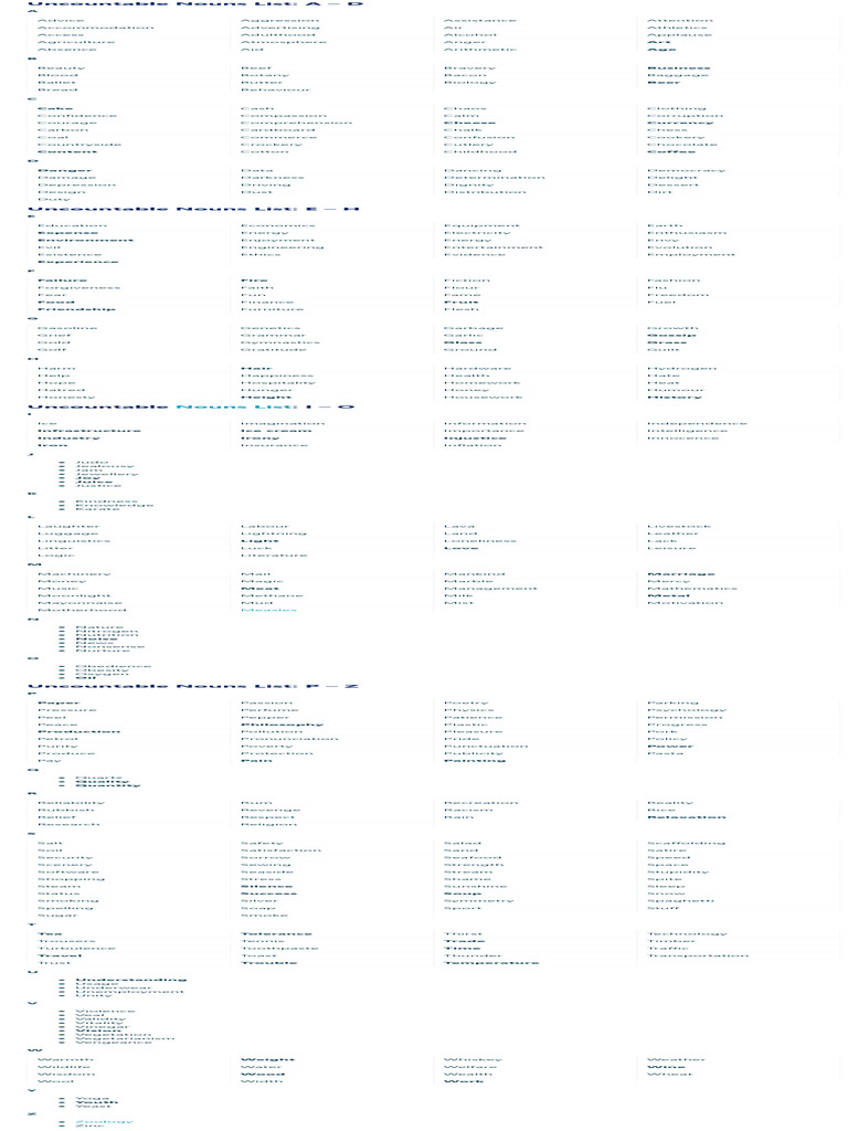 200-examples-of-uncountable-nouns-in-english-esl-pdf-noun