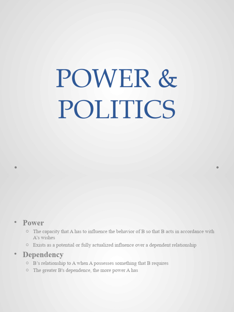 Power and Politics | PDF | Power (Social And Political) | Social Psychology