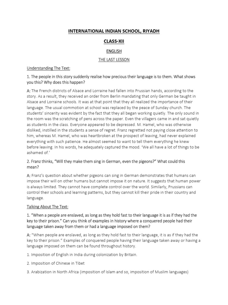 The Last Lesson: Language and Identity | PDF | Minority Group