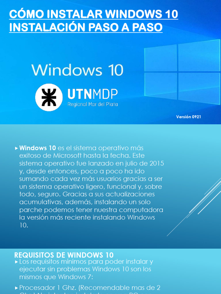 Guía de Instalación de Windows 10 | PDF | Windows 10 | Microsoft Windows