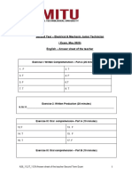 A26 - 1 EJT - 2 EN Answer Sheet of The Teacher - Second Term Exam - May 2023