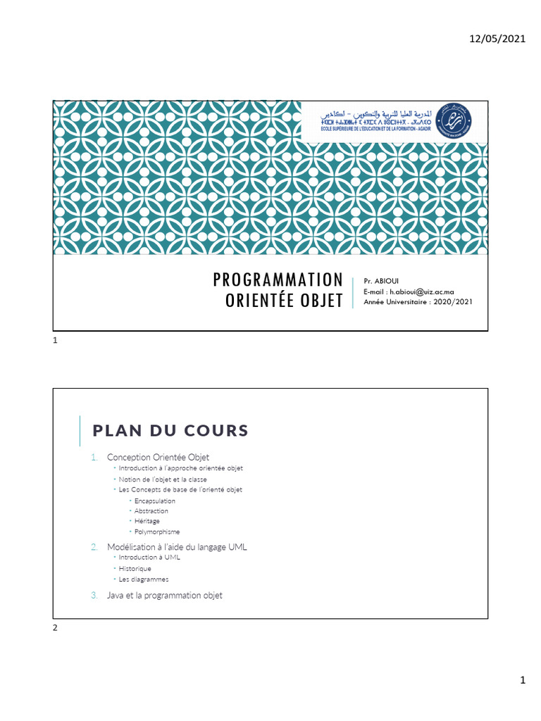Introduction à la Programmation Orientée Objet | PDF | Classe ...