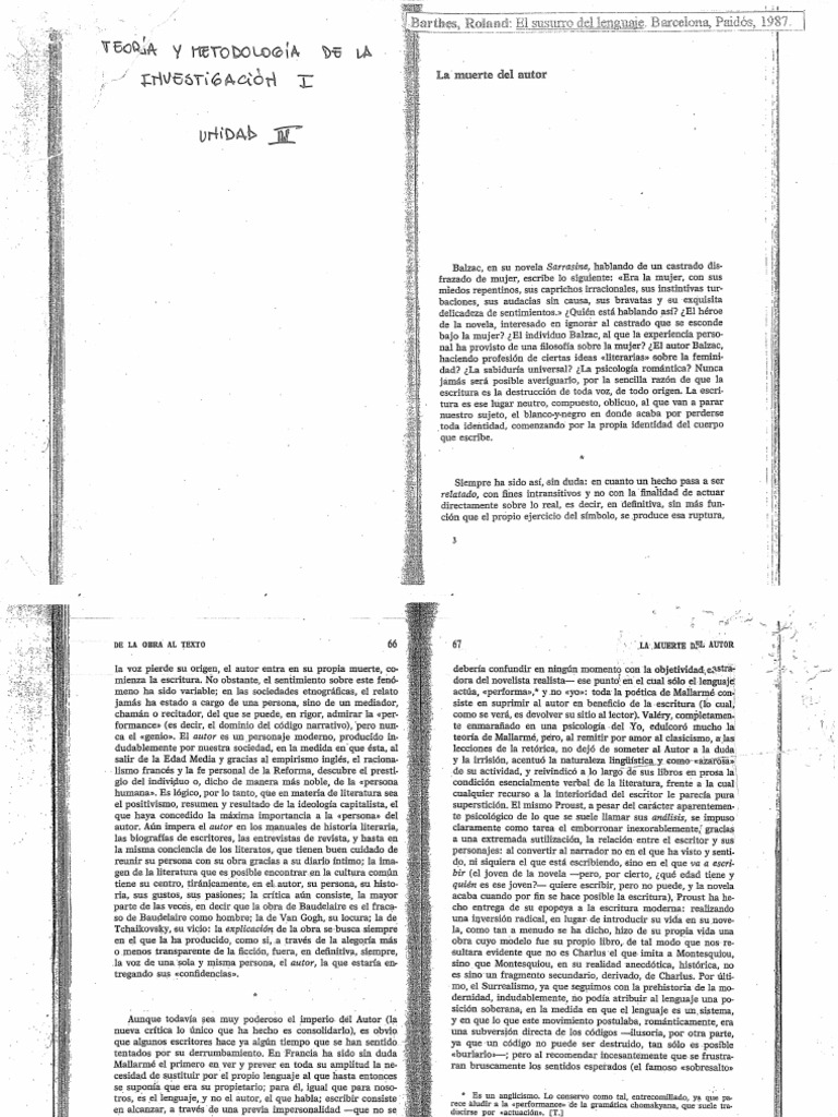 Barthes - La Muerte Del Autor | PDF