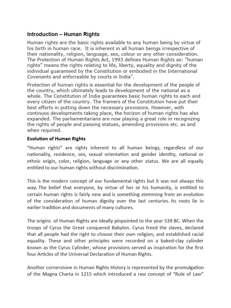 Evolution of Human Rights PDF Human Rights Rights