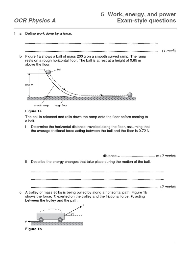 Work, Energy, and Power Exam Questions | PDF | Force | Power (Physics)