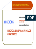 LECCIÓN 7 - Eficacia e Ineficacia de Los Contratos (2023-2024)