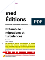 Questions de Géographie de La Population - Préambule - Migrations Et Turbulences - Ined Éditions