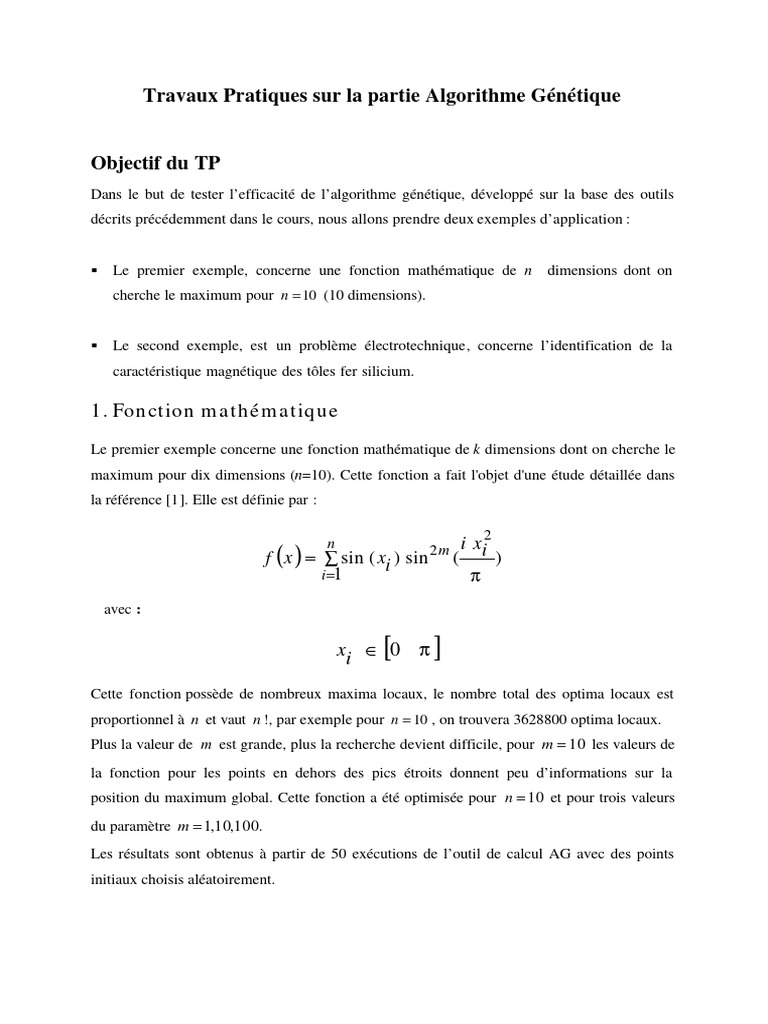 Optimisation par Algorithme Génétique | PDF | Algorithme génétique ...