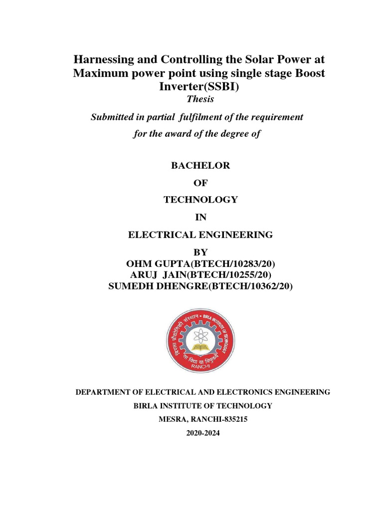 Solar Power Control with Boost Inverter | PDF | Power Inverter ...