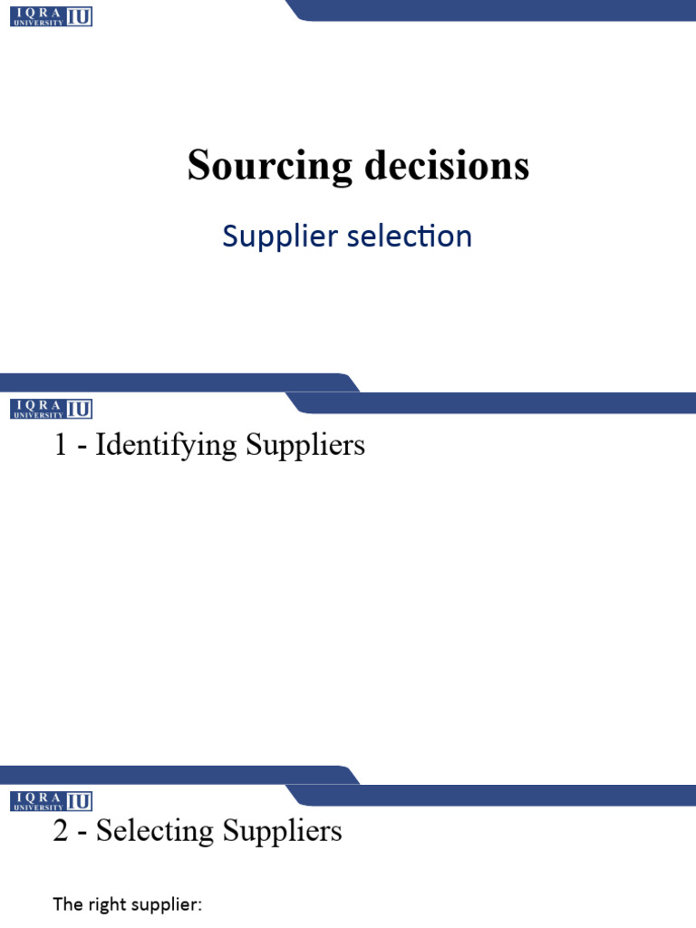 7.2 - Supplier Selection (15 Slides) | PDF | Supply Chain | Business ...