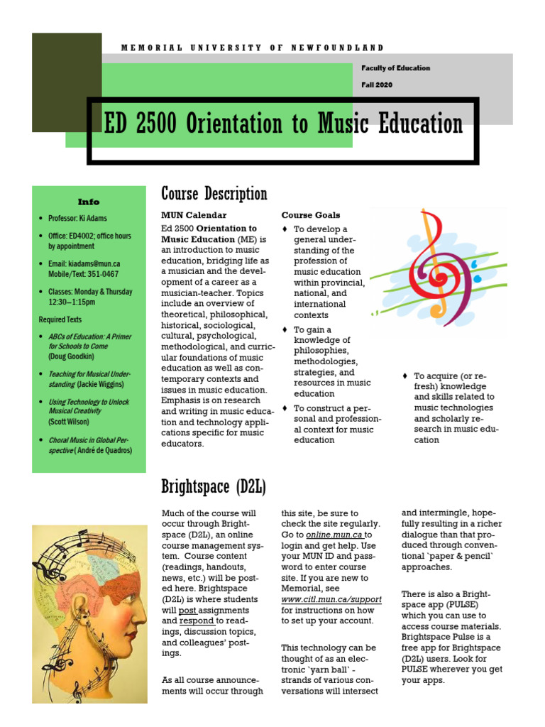 E2500 Orientation To Music Education Syllabus Fall 2020 | PDF ...