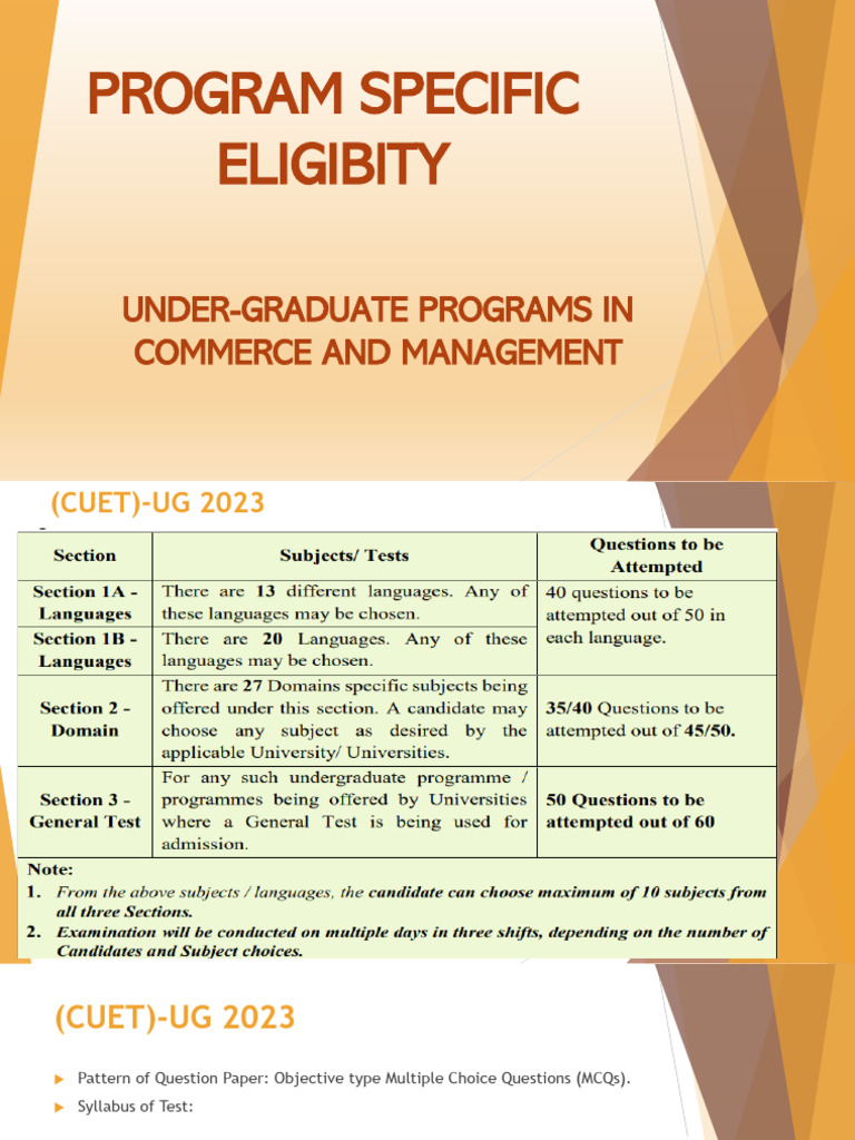 Commerce & Management UG Eligibility | PDF | Languages Of India