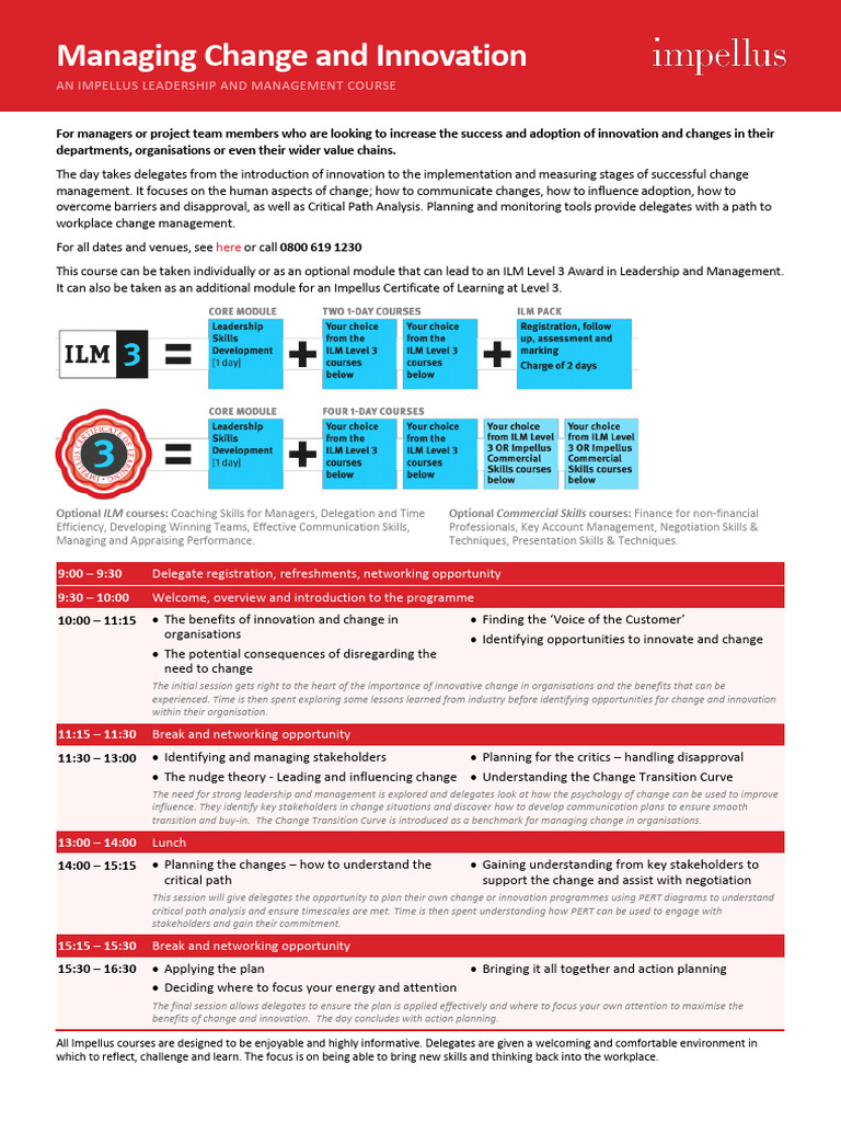 Change Management and Innovation Course | PDF | Innovation | Leadership